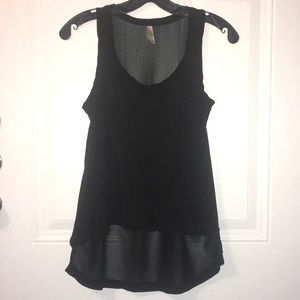 *Color Story* High-Low Tank Top with Sheer Back